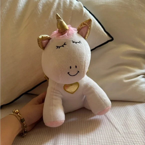 Adorable White Unicorn Plush with Gold Accents - Picture 1 of 4